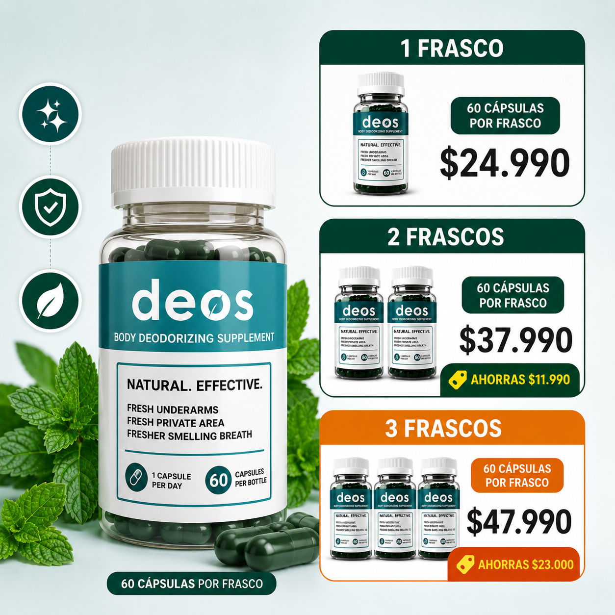 DEOS DESODORANTE NATURAL  (60 cap)