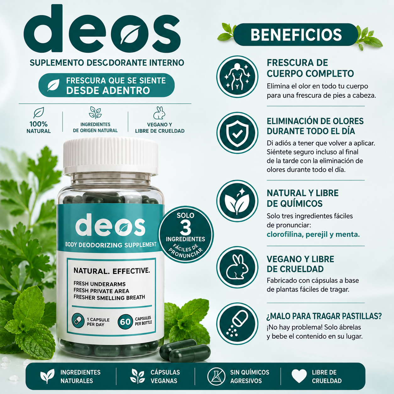 DEOS DESODORANTE NATURAL  (60 cap)
