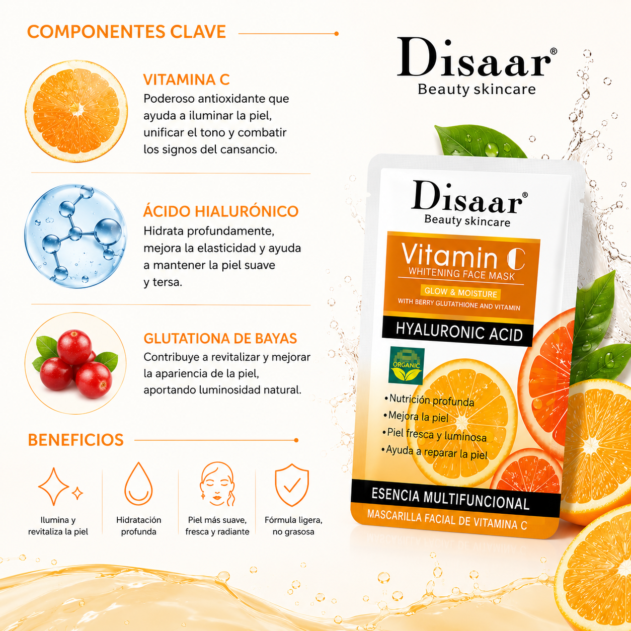 Mascarilla Facial Con Acido Hialuronico